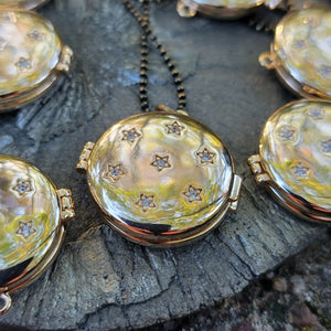 Victorian Locket ☆ Celestially-Inspired Brass & Zircon Pendant