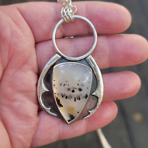 Montana Agate Antlers Statement Necklace in Sterling Silver