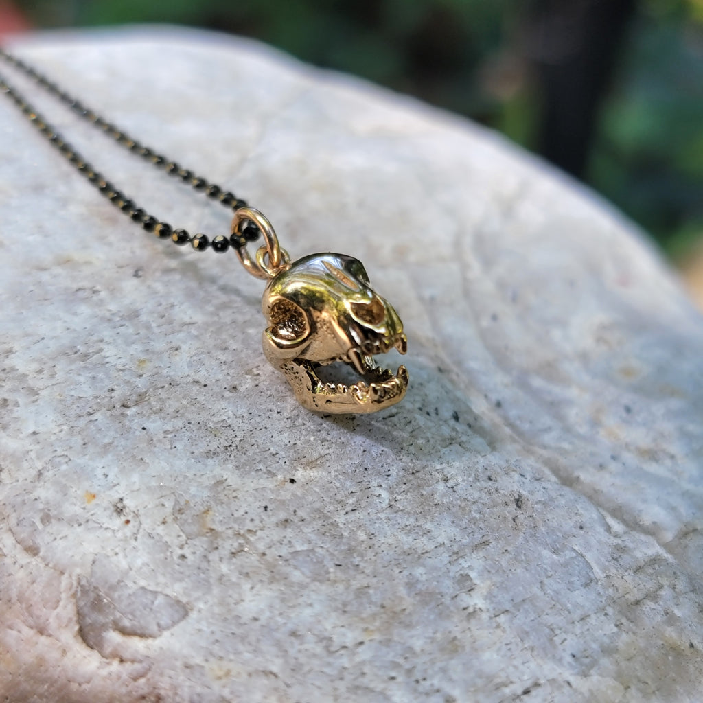 Bronze Cat Skull Pendant