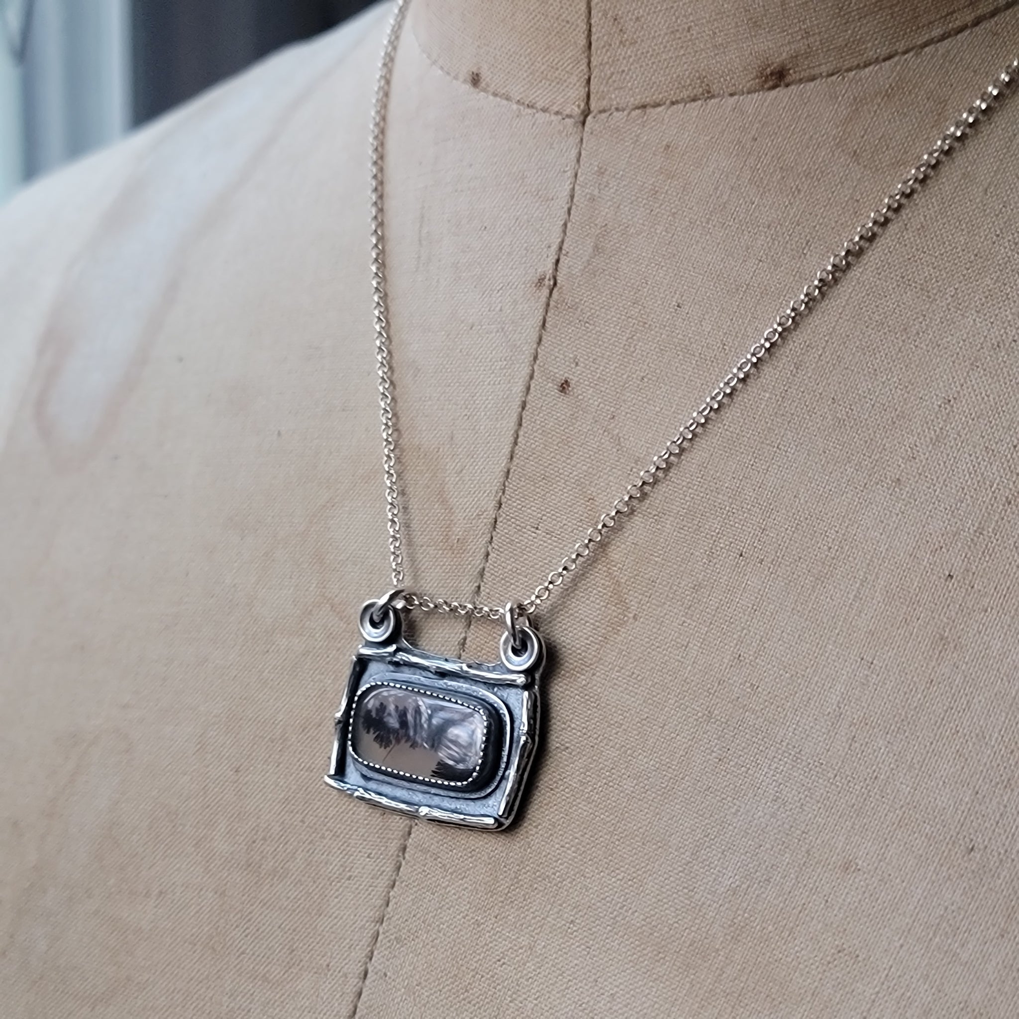 Dendritic Agate Pendant Collection in Sterling Silver