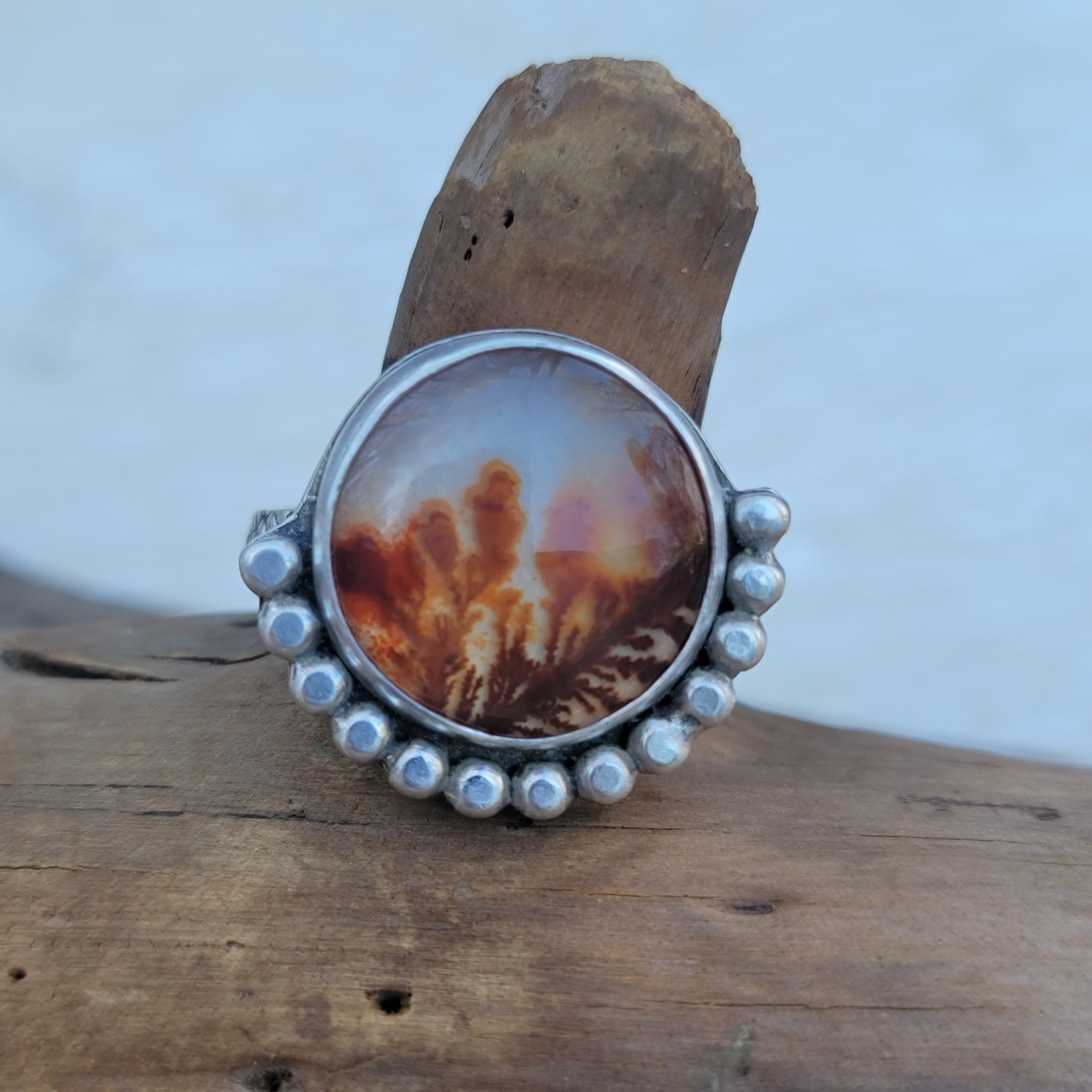 Dendritic Agate Gemstone Ring Collection in Sterling Silver