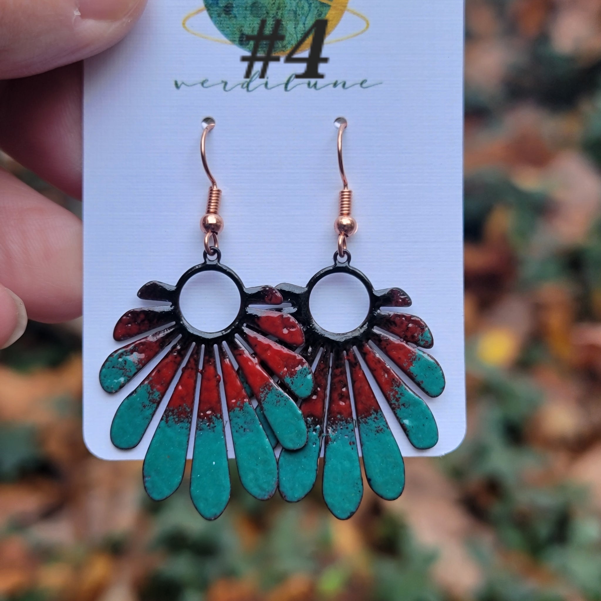 Autumn Enameled Copper Earrings
