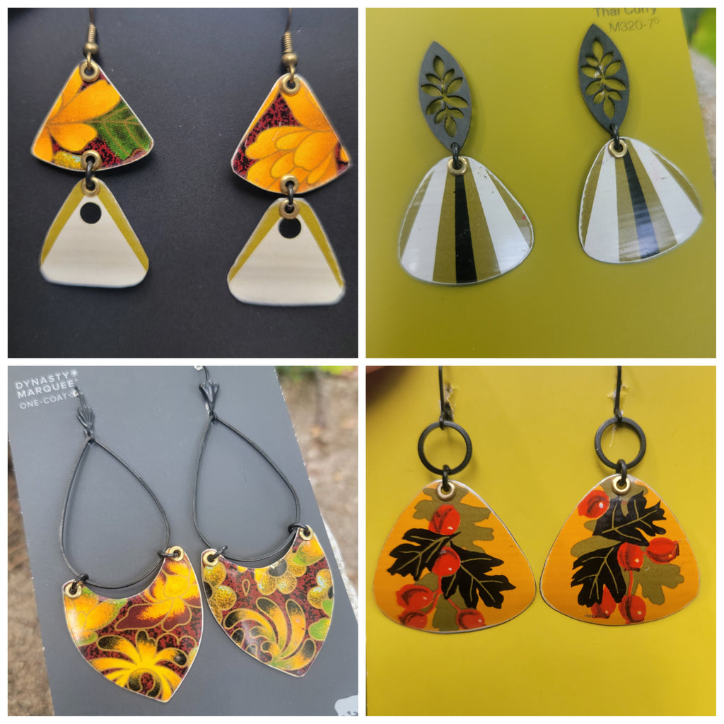 Goldenrod Harvest Collection - Repurposed Vintage Tin Earrings