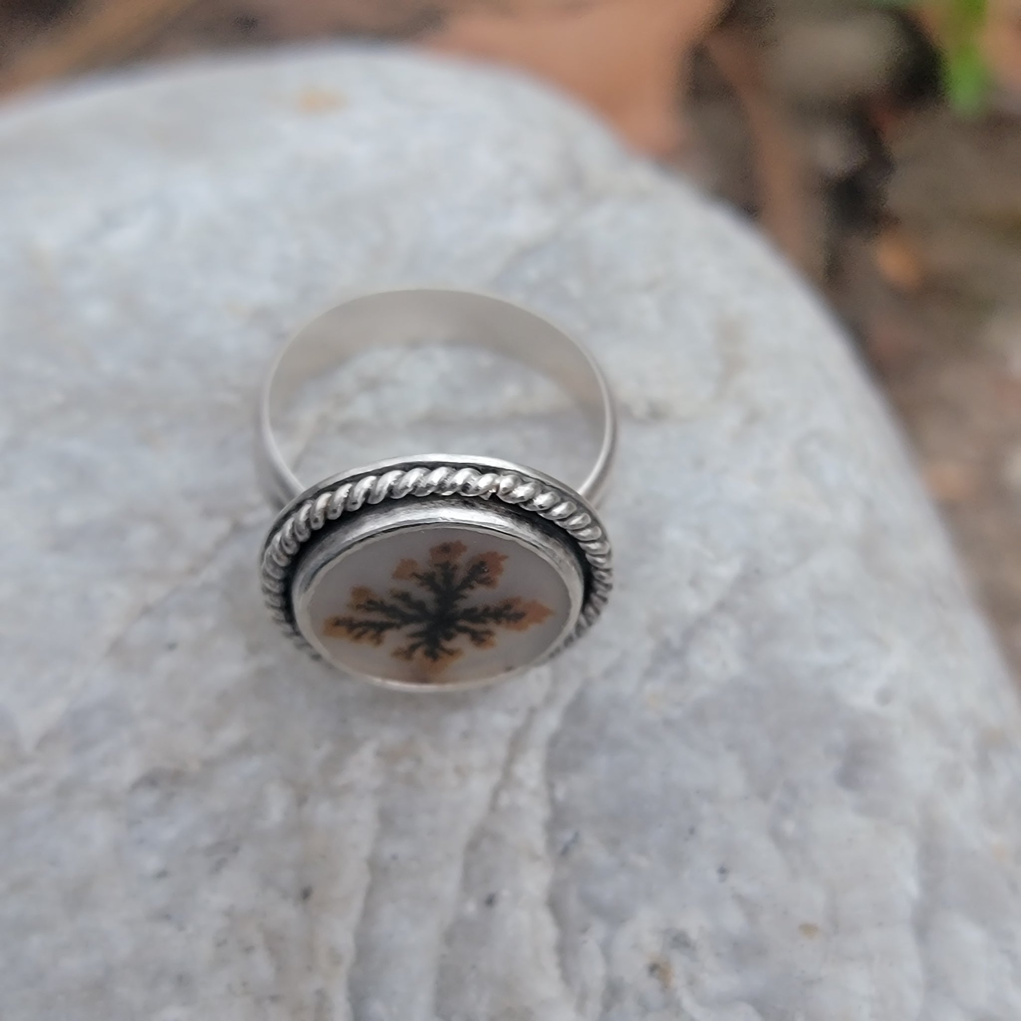 Dendritic Agate Gemstone Ring Collection in Sterling Silver