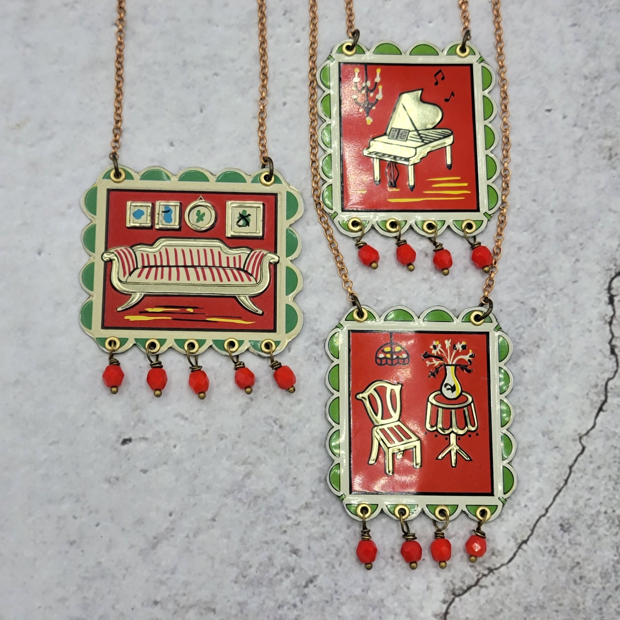 Holiday 2025 Collection - Repurposed Vintage Tin Earrings & Necklaces