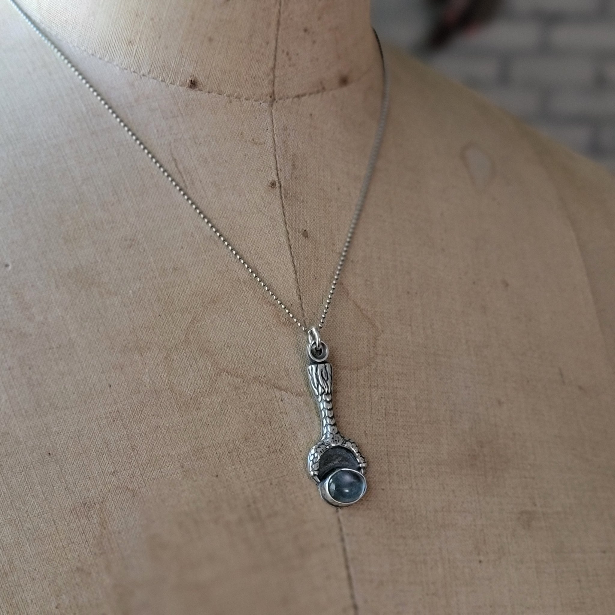 Griffin Claw Pendant with Kyanite in Sterling Silver