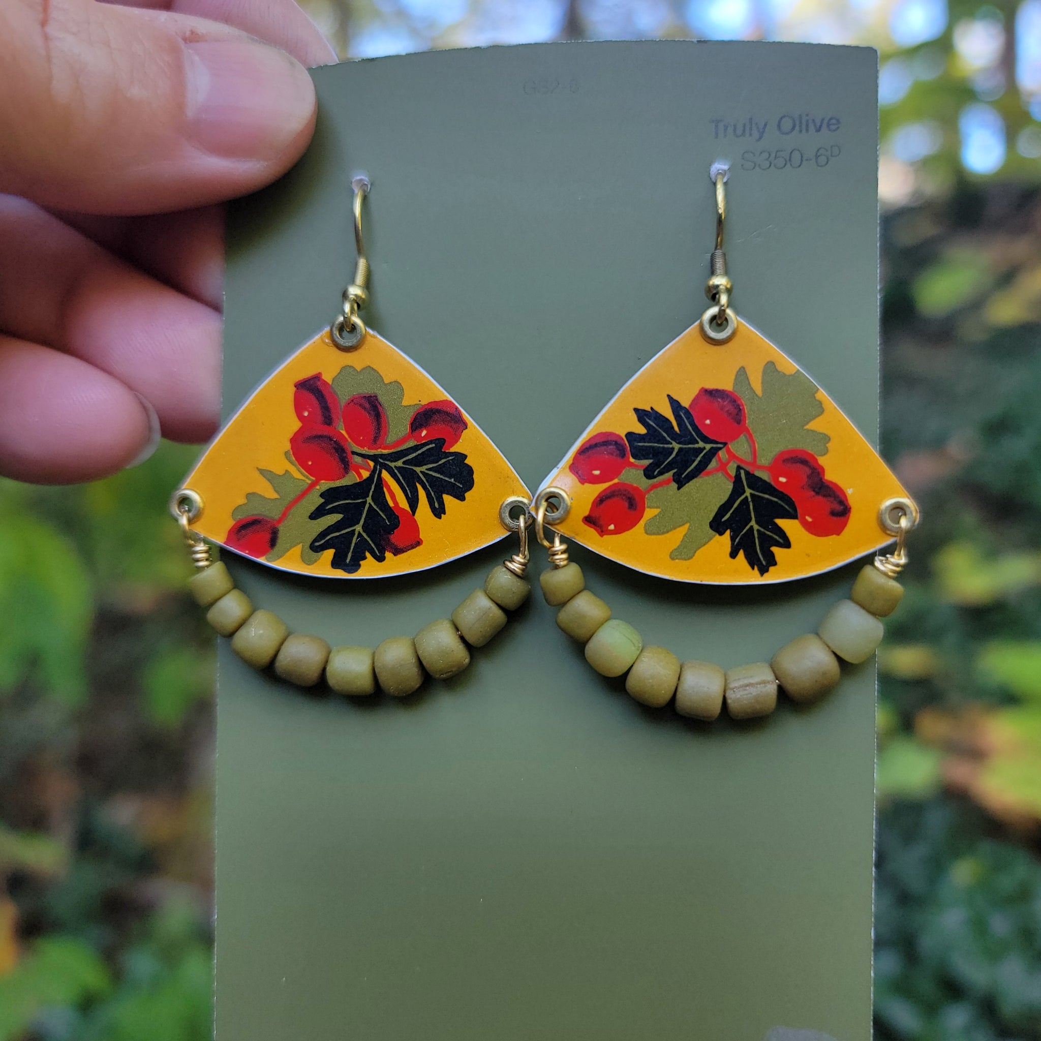Goldenrod Harvest Collection - Repurposed Vintage Tin Earrings