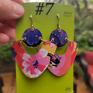 Summery Flowers Collection - Repurposed Tin Earrings