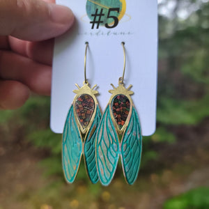 Patina Cicada Collection - Repurposed Vintage Tin Earrings