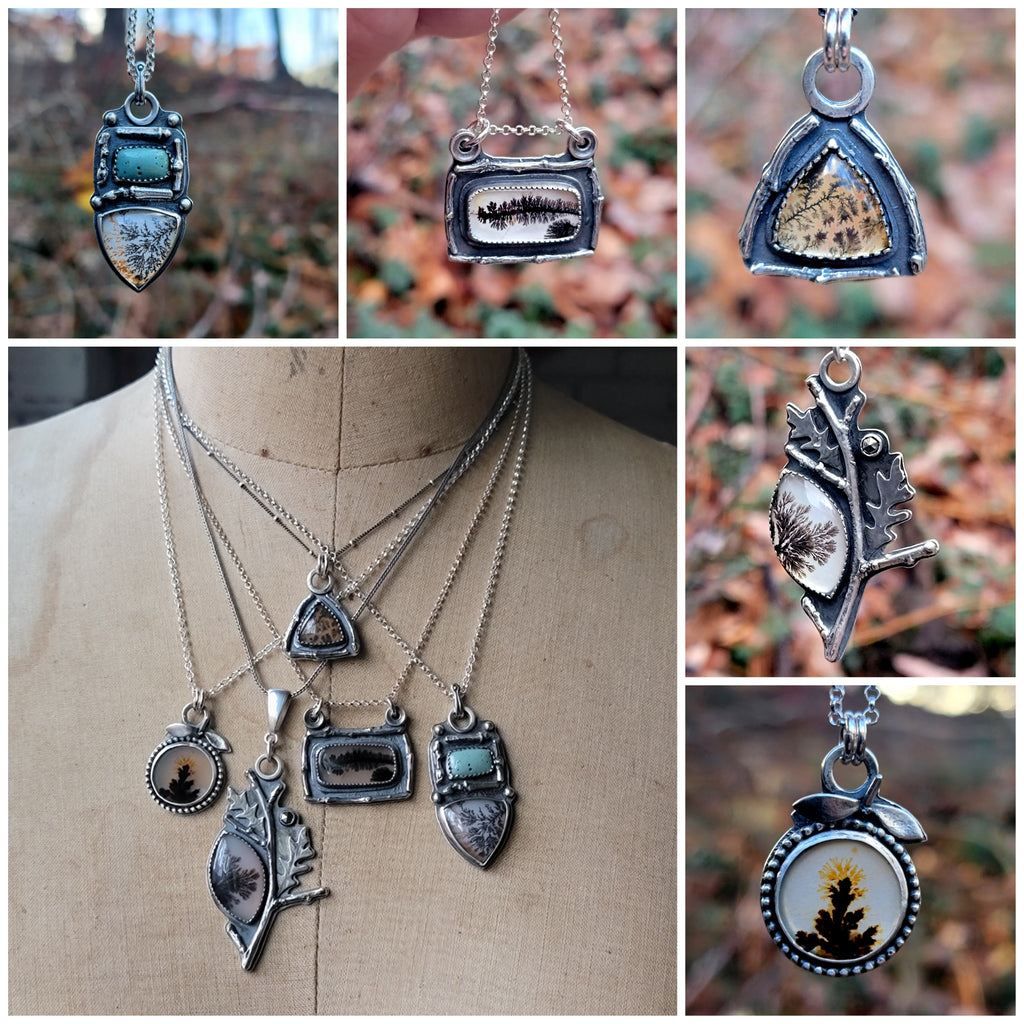 Dendritic Agate Pendant Collection in Sterling Silver