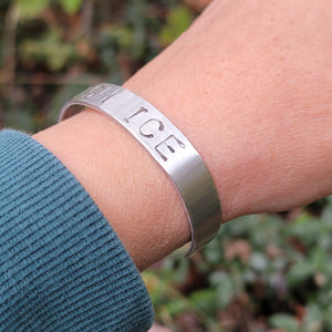 Abolish Ice Handstamped Aluminum Cuff Bracelet