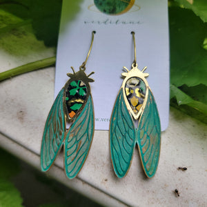 Patina Cicada Collection - Repurposed Vintage Tin Earrings