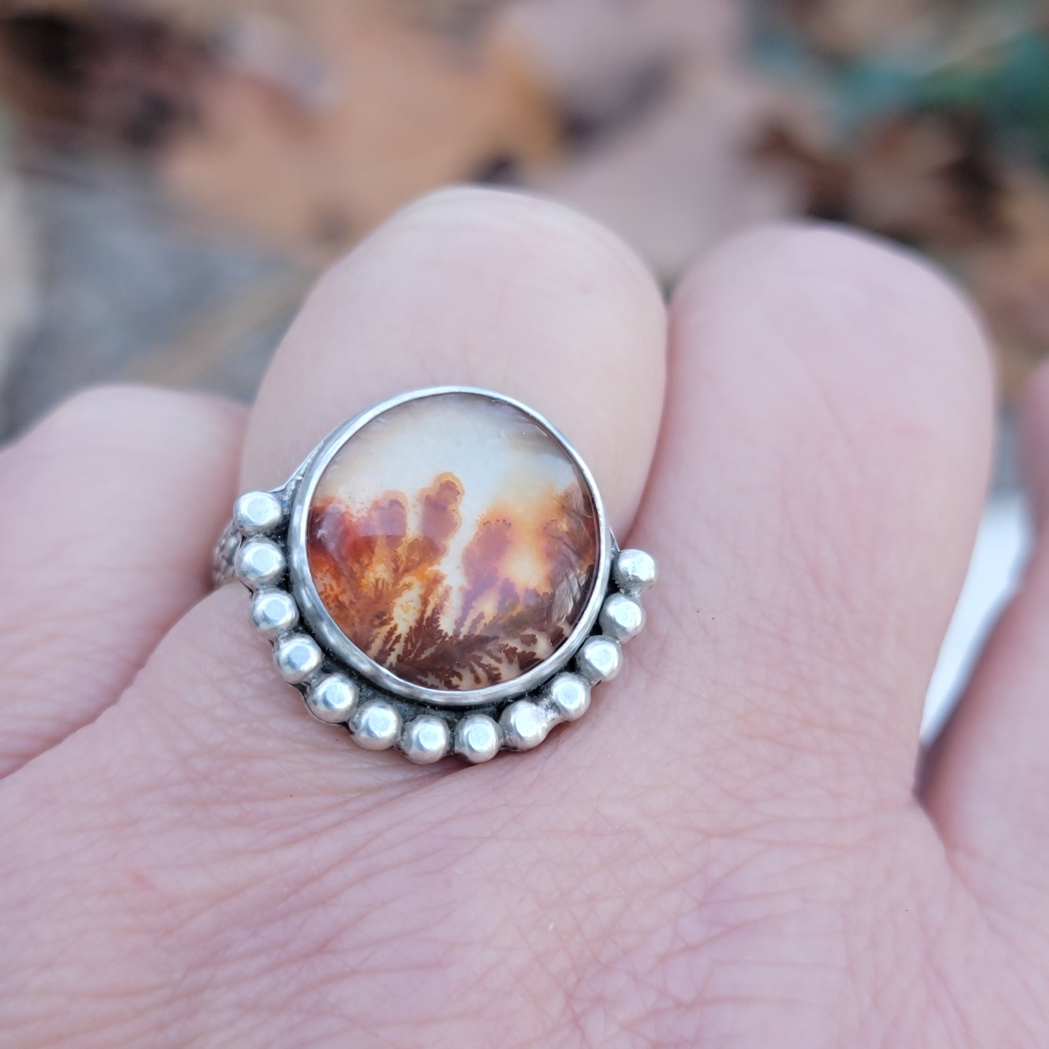 Dendritic Agate Gemstone Ring Collection in Sterling Silver