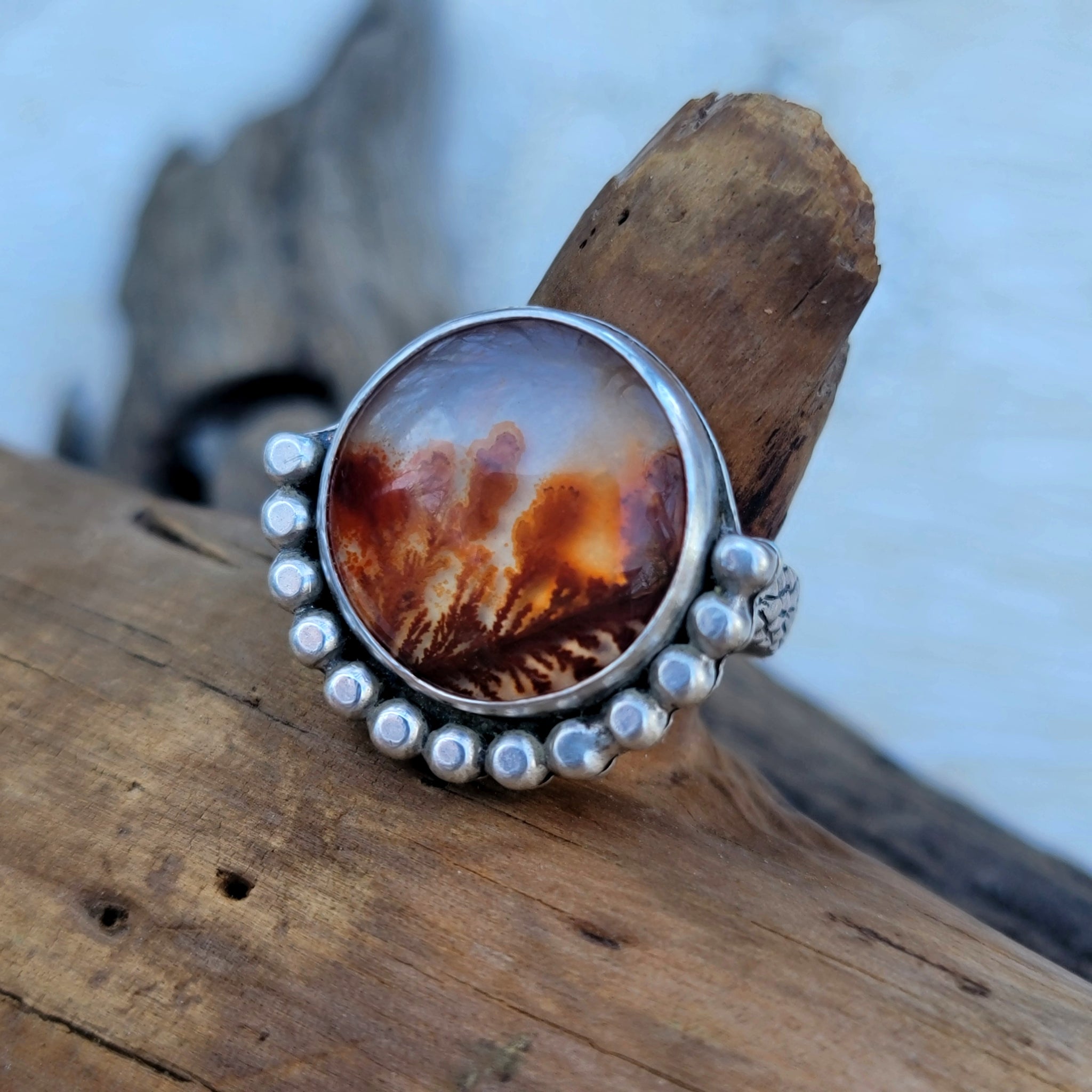 Dendritic Agate Gemstone Ring Collection in Sterling Silver