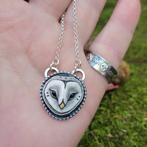 Barn Owl Pendants in Sterling Silver