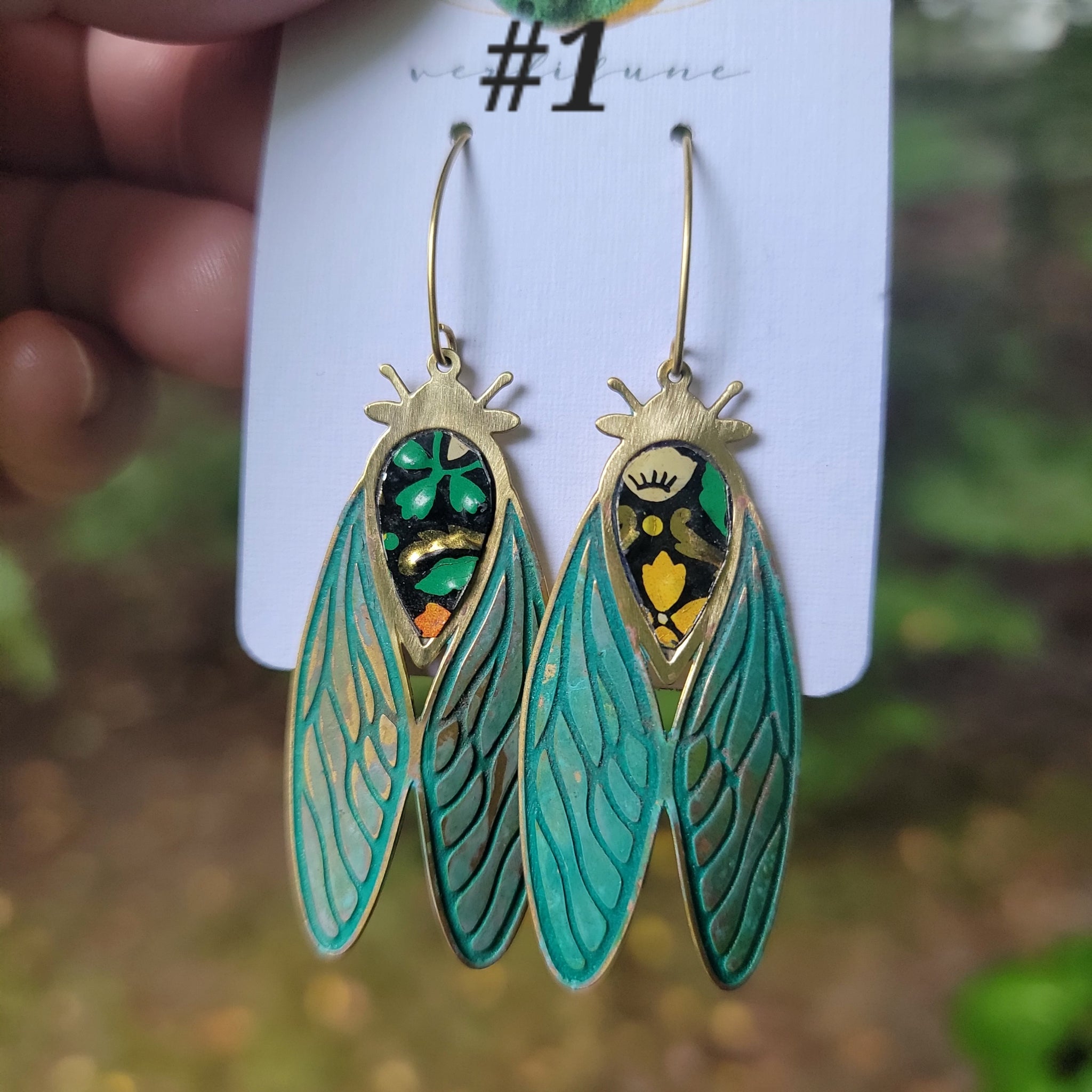 Patina Cicada Collection - Repurposed Vintage Tin Earrings