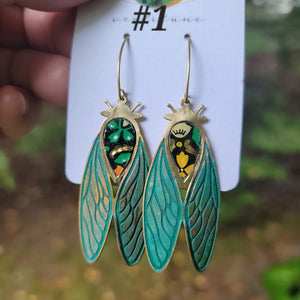 Patina Cicada Collection - Repurposed Vintage Tin Earrings