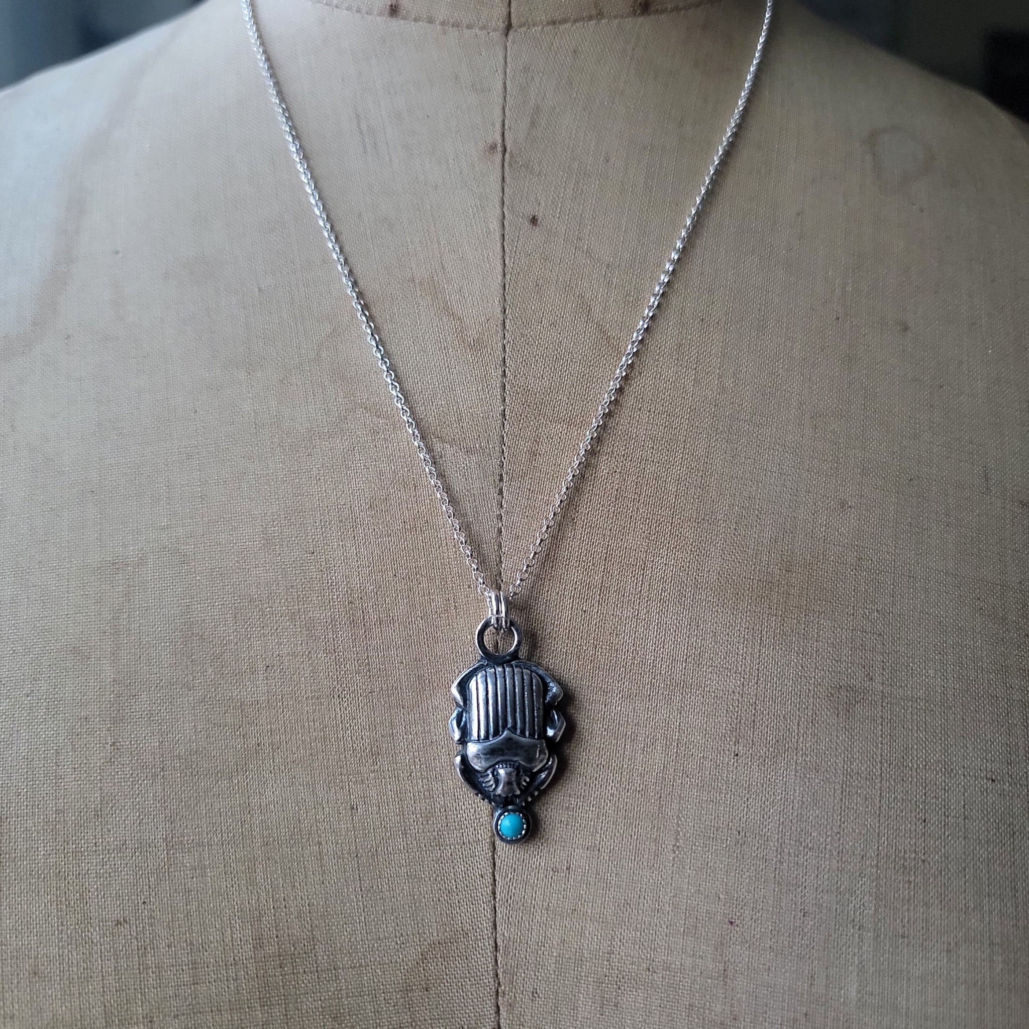 Scarab Beetle Pendants in Sterling Silver