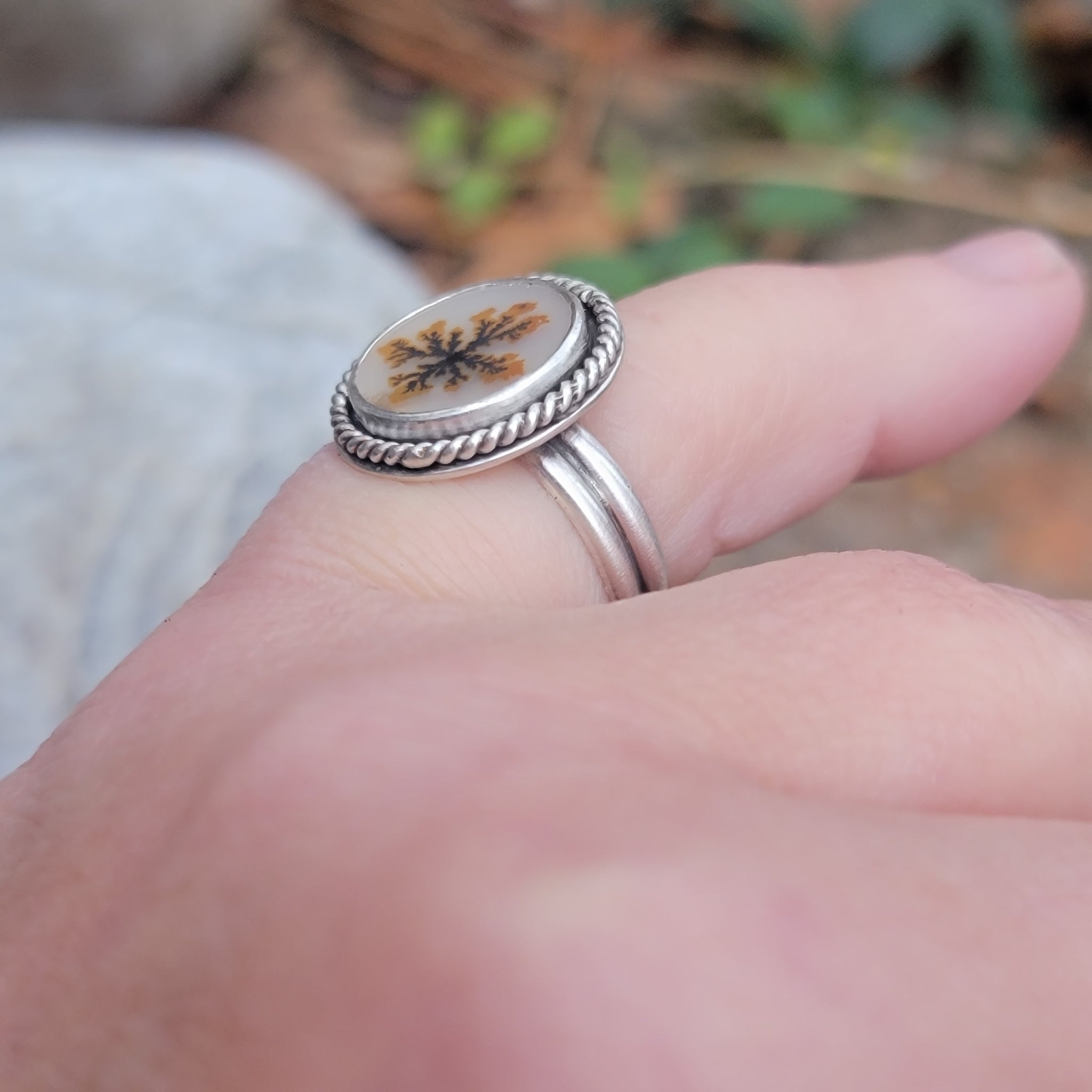 Dendritic Agate Gemstone Ring Collection in Sterling Silver