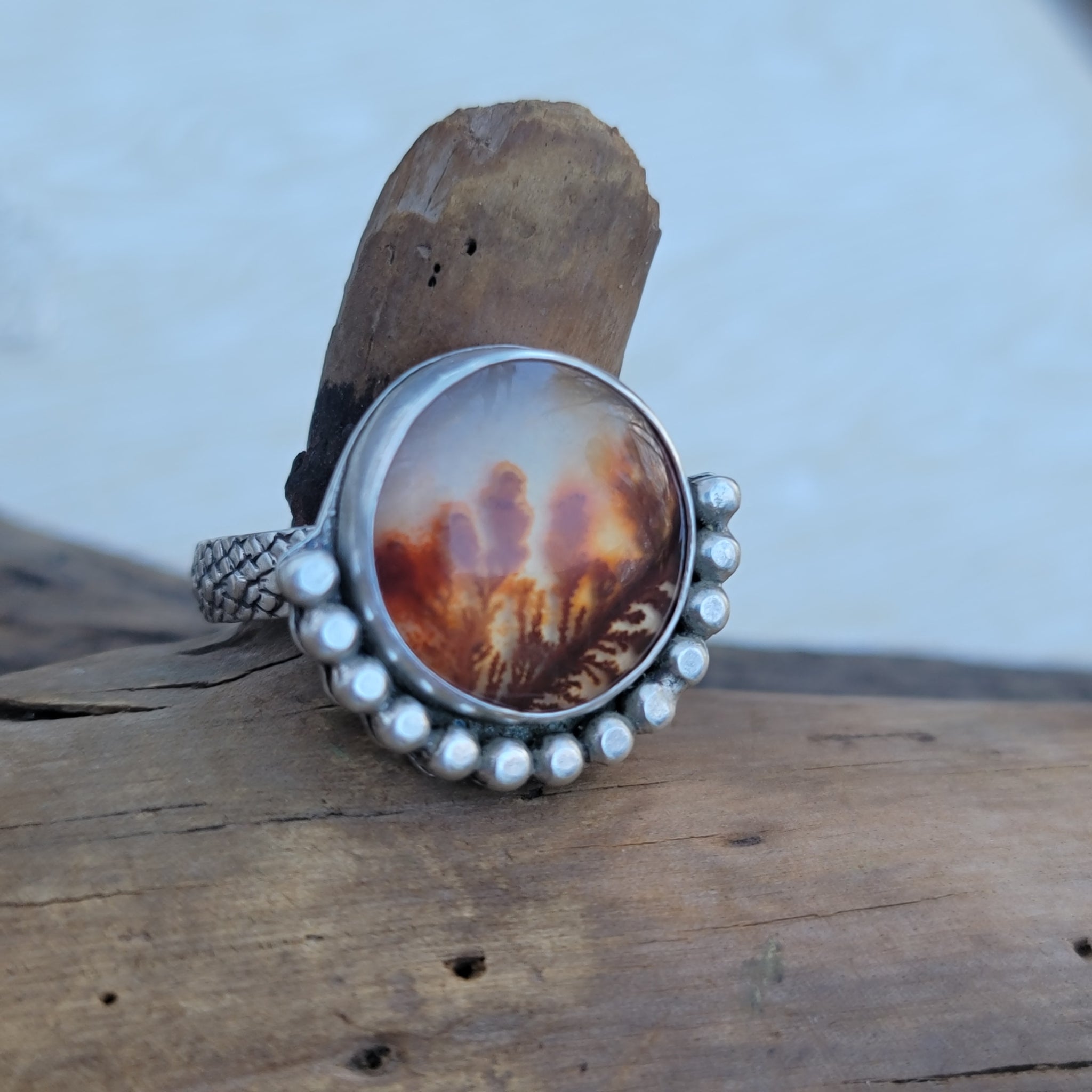 Dendritic Agate Gemstone Ring Collection in Sterling Silver