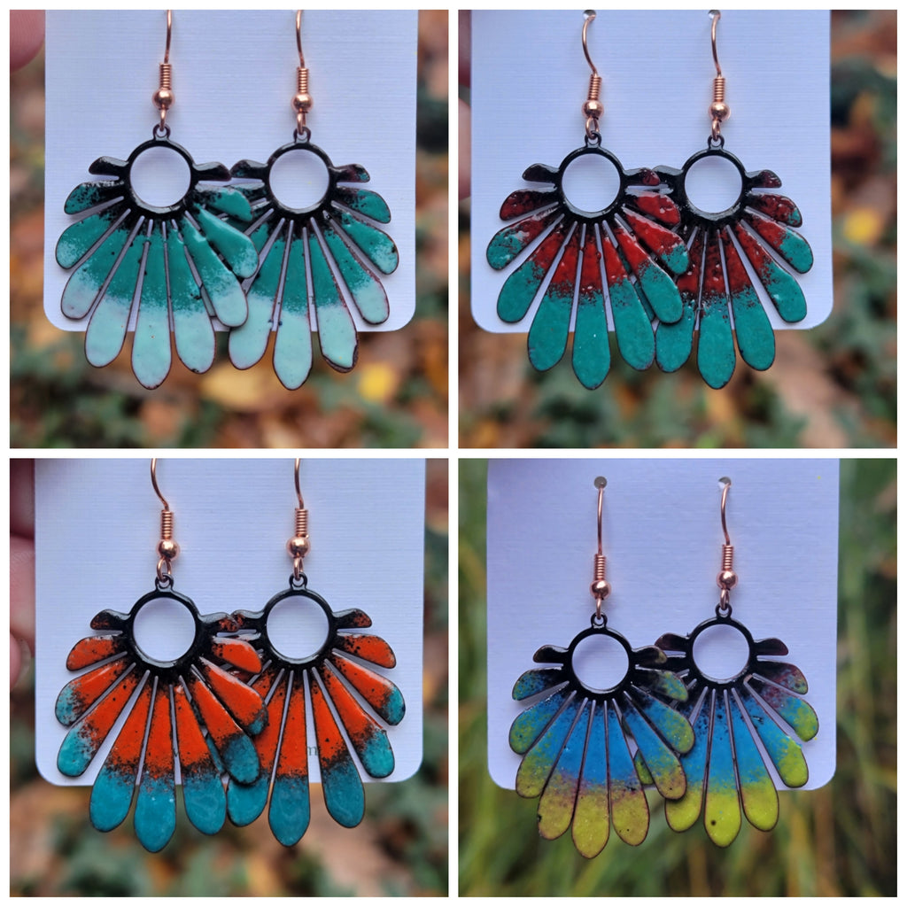 Autumn Enameled Copper Earrings