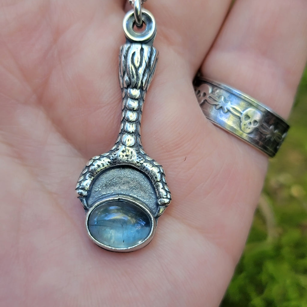 Griffin Claw Pendant with Kyanite in Sterling Silver