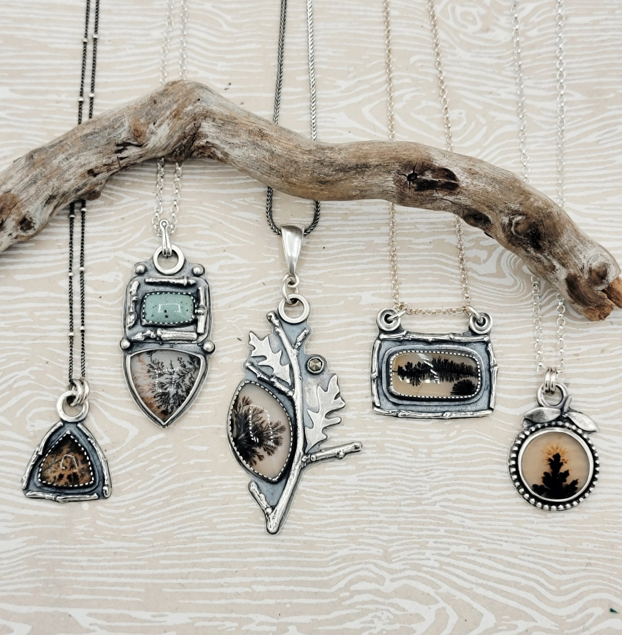 Dendritic Agate Pendant Collection in Sterling Silver