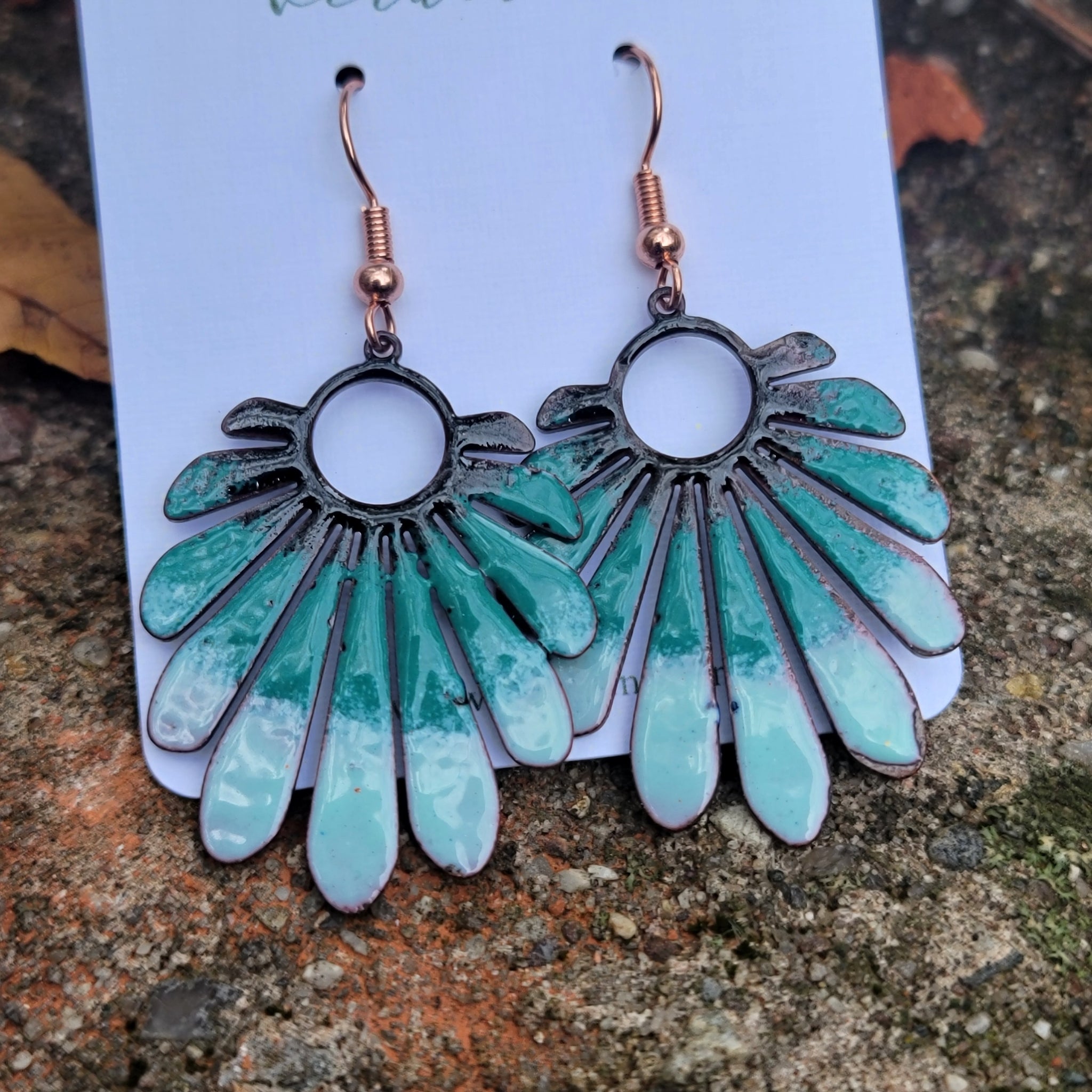 Autumn Enameled Copper Earrings