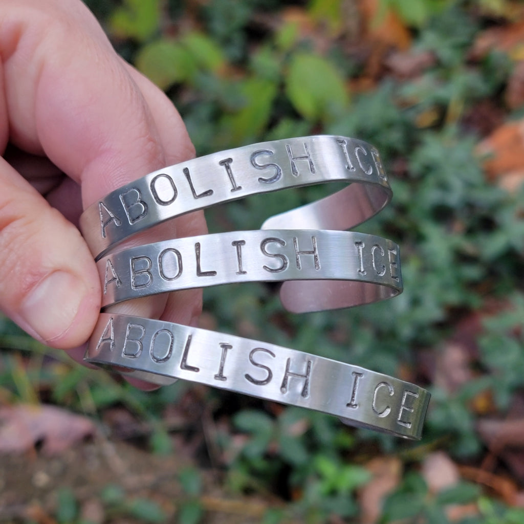 Abolish Ice Handstamped Aluminum Cuff Bracelet