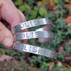 Abolish Ice Handstamped Aluminum Cuff Bracelet
