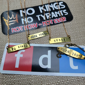 F*&k Trump Handstamped Brass Bar Bracelet