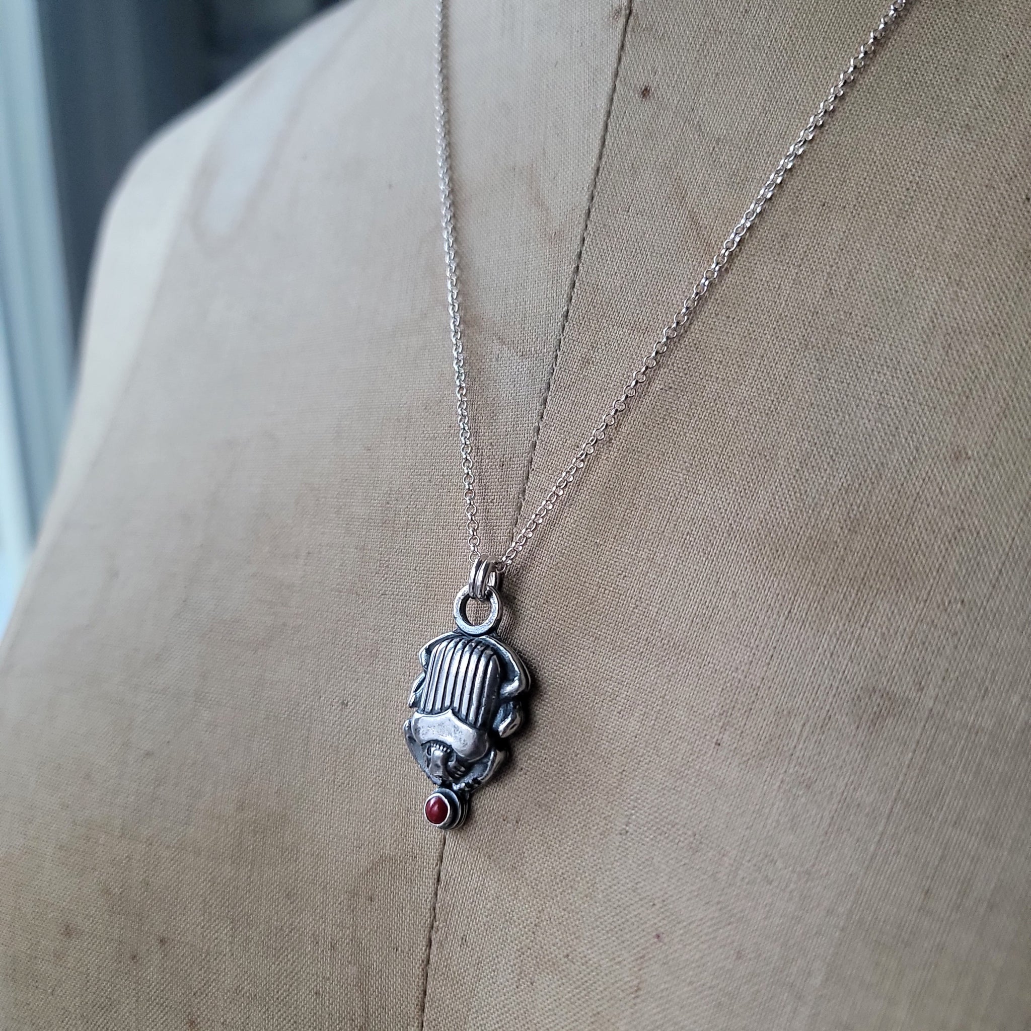 Scarab Beetle Pendants in Sterling Silver