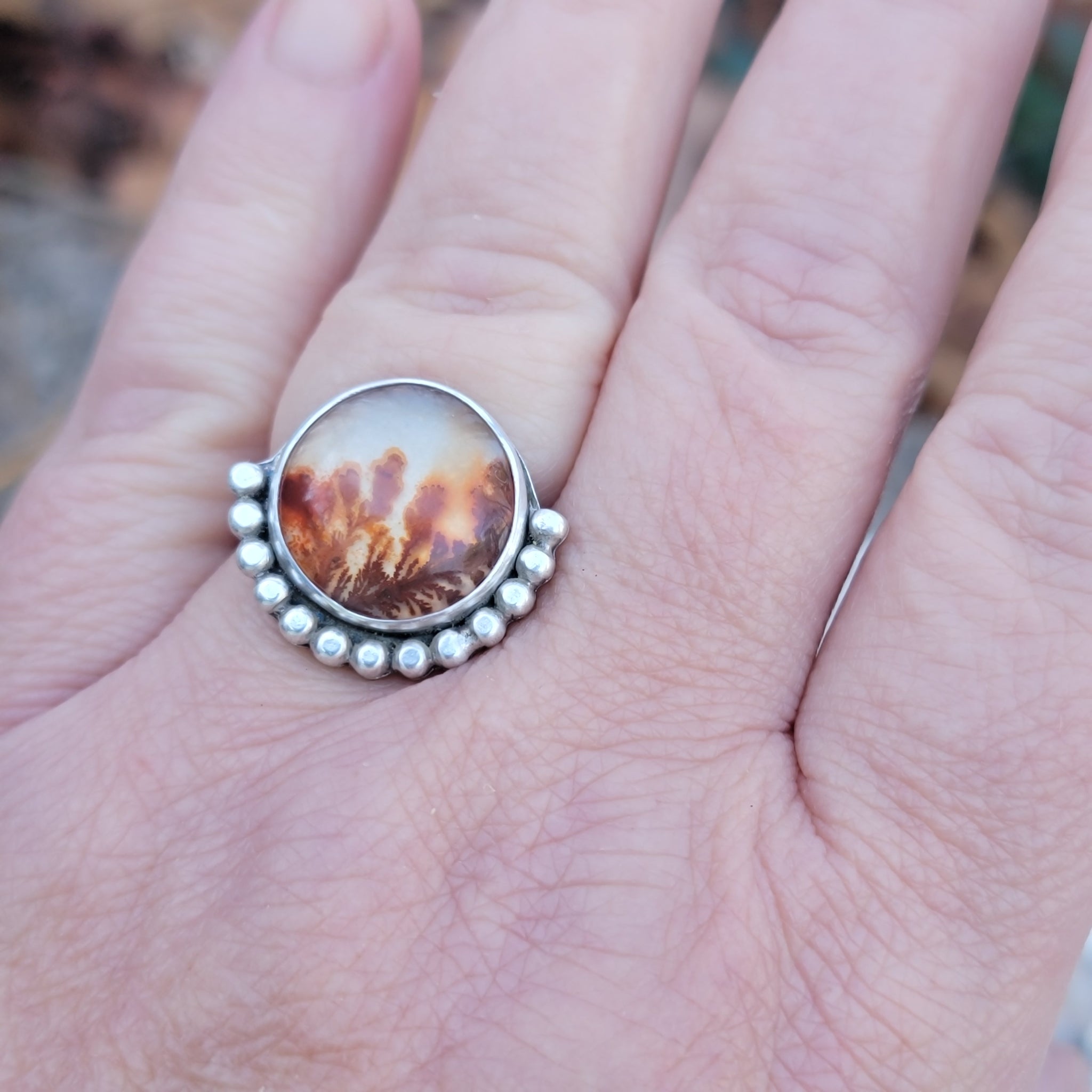 Dendritic Agate Gemstone Ring Collection in Sterling Silver