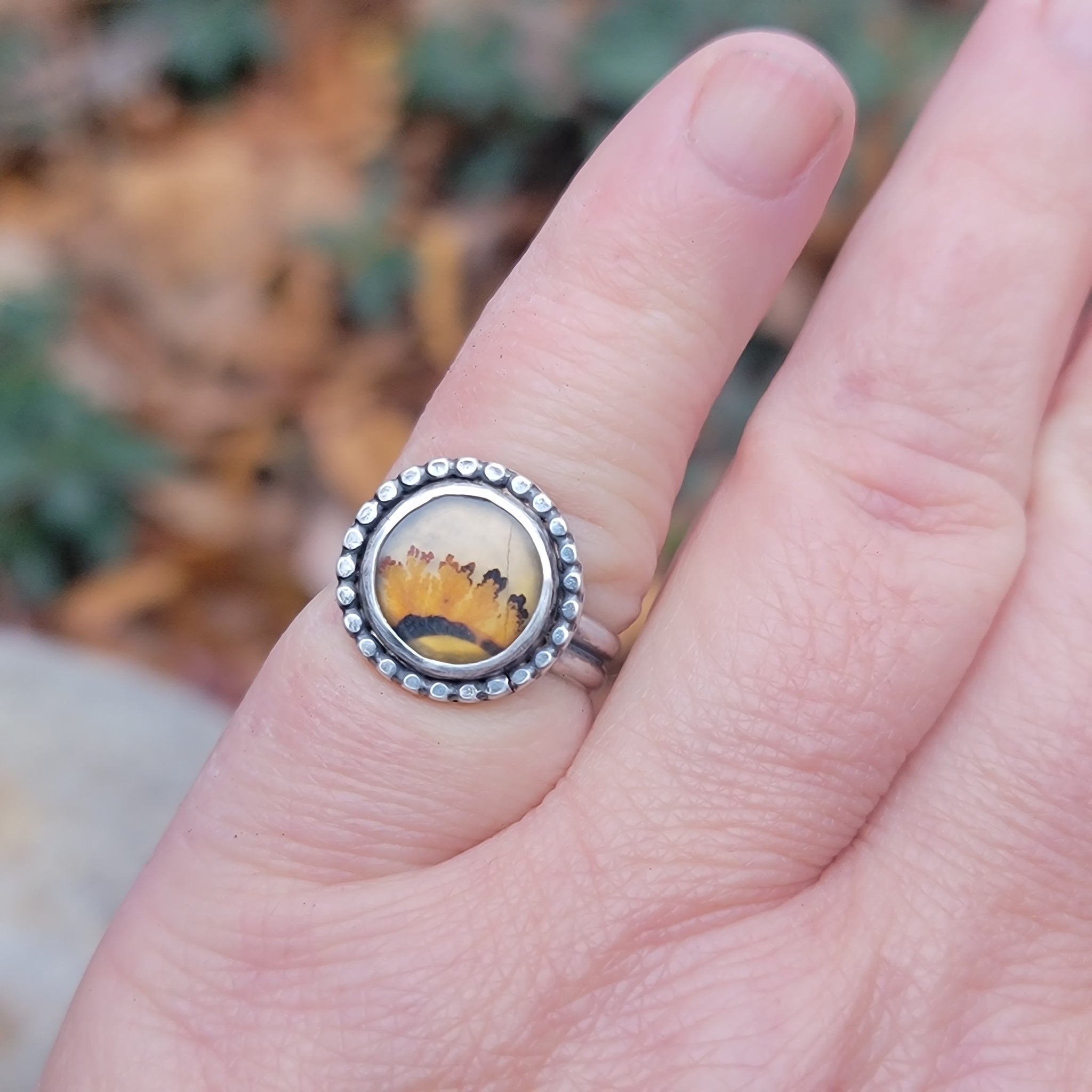 Dendritic Agate Gemstone Ring Collection in Sterling Silver