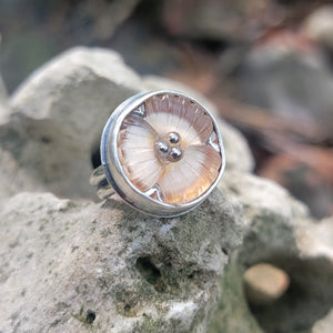 Peach Blossom Czech Glass Ring in Sterling Silver