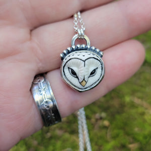 Barn Owl Pendants in Sterling Silver