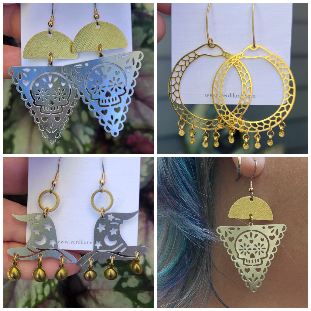 Elemental Metals Collection ◇HALLOWEENIES◇ Celestially-Inspired Brass Earrings