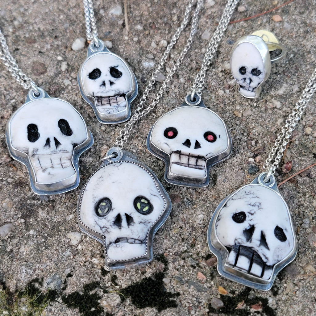 Nerd Skullies - Ceramic Pendants & Ring Halloween Collection
