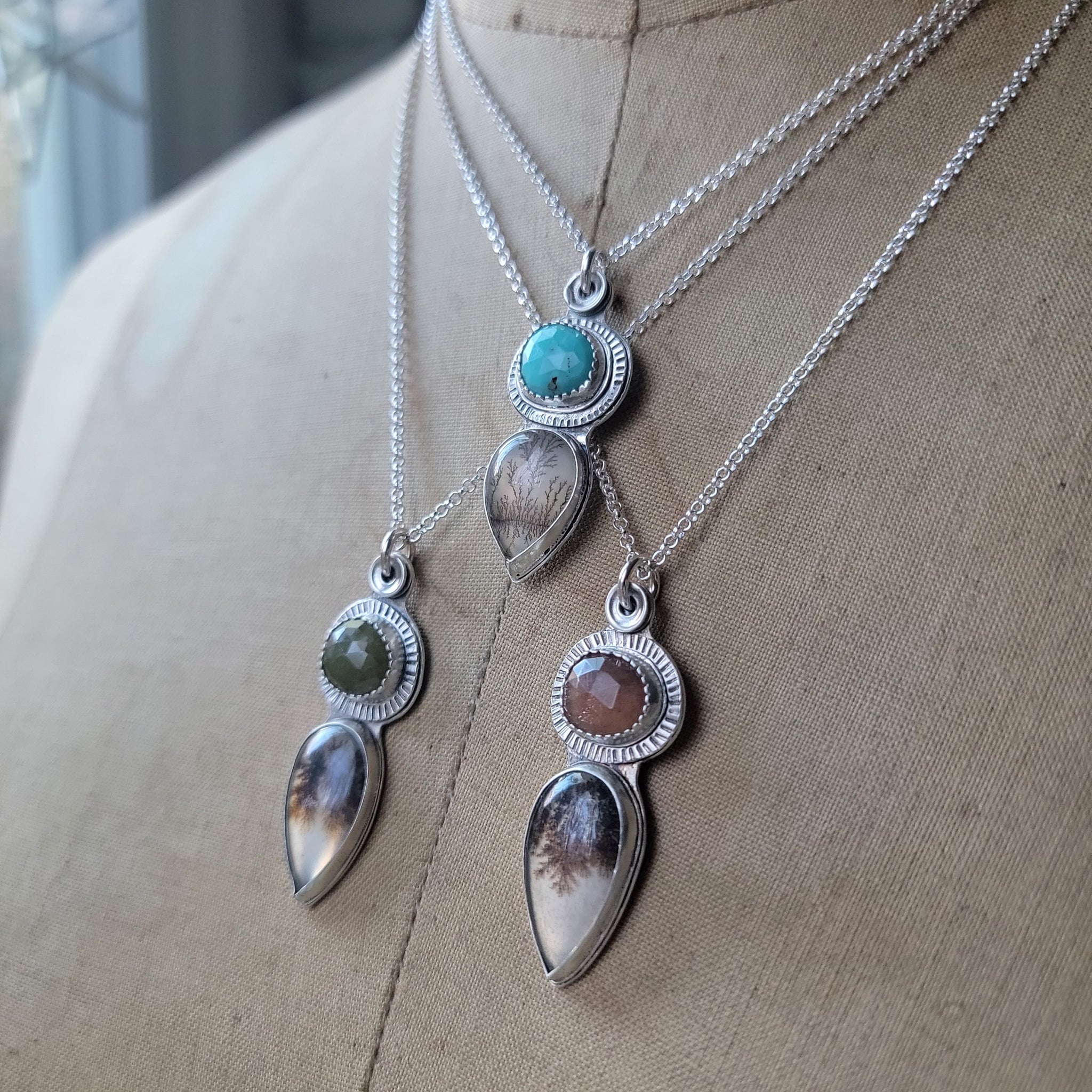 Part 2: Dendritic Agate Pendant Collection in Sterling Silver