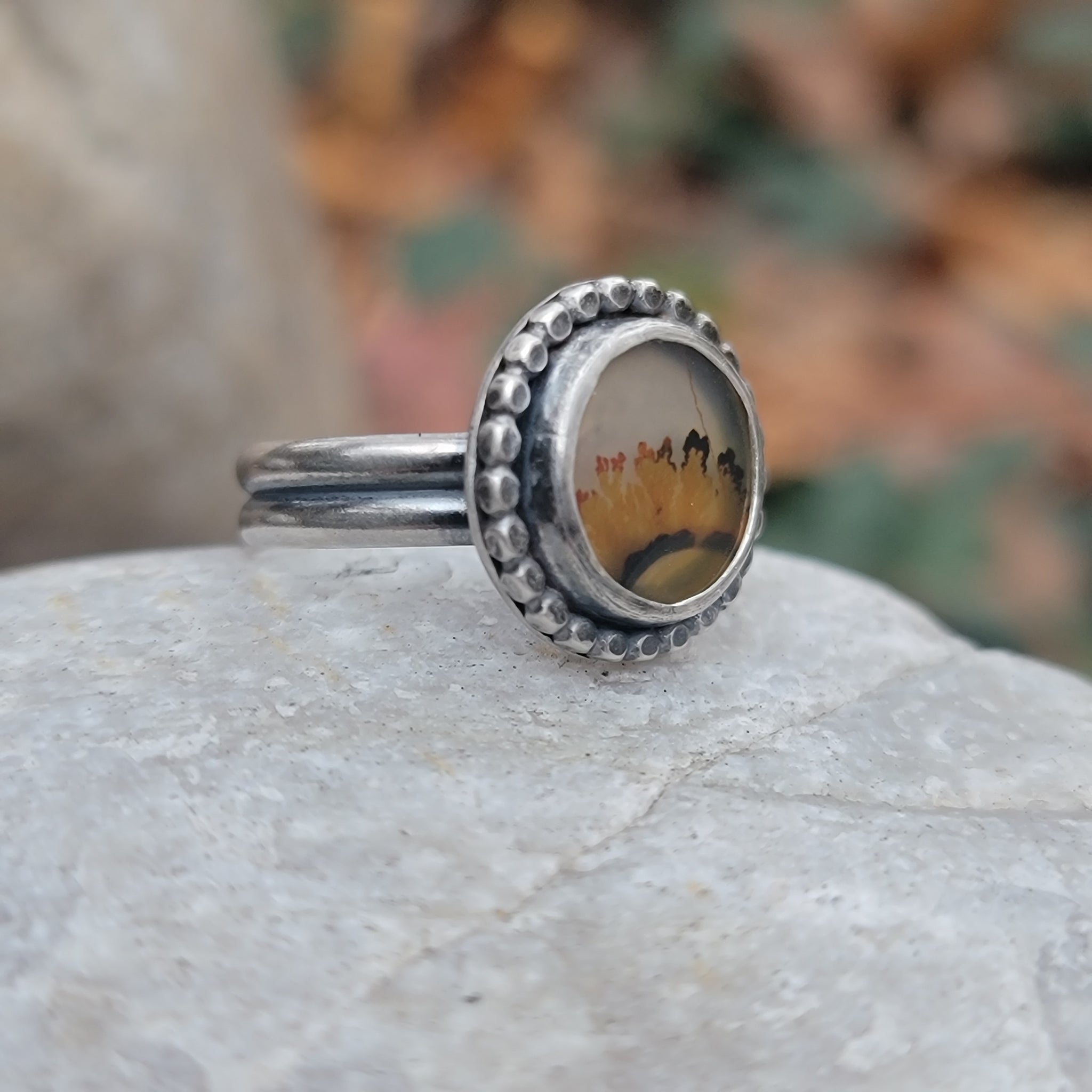 Dendritic Agate Gemstone Ring Collection in Sterling Silver