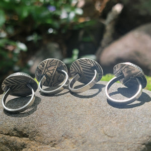 Czech Glass Moon Face Rings in Sterling Silver Silver