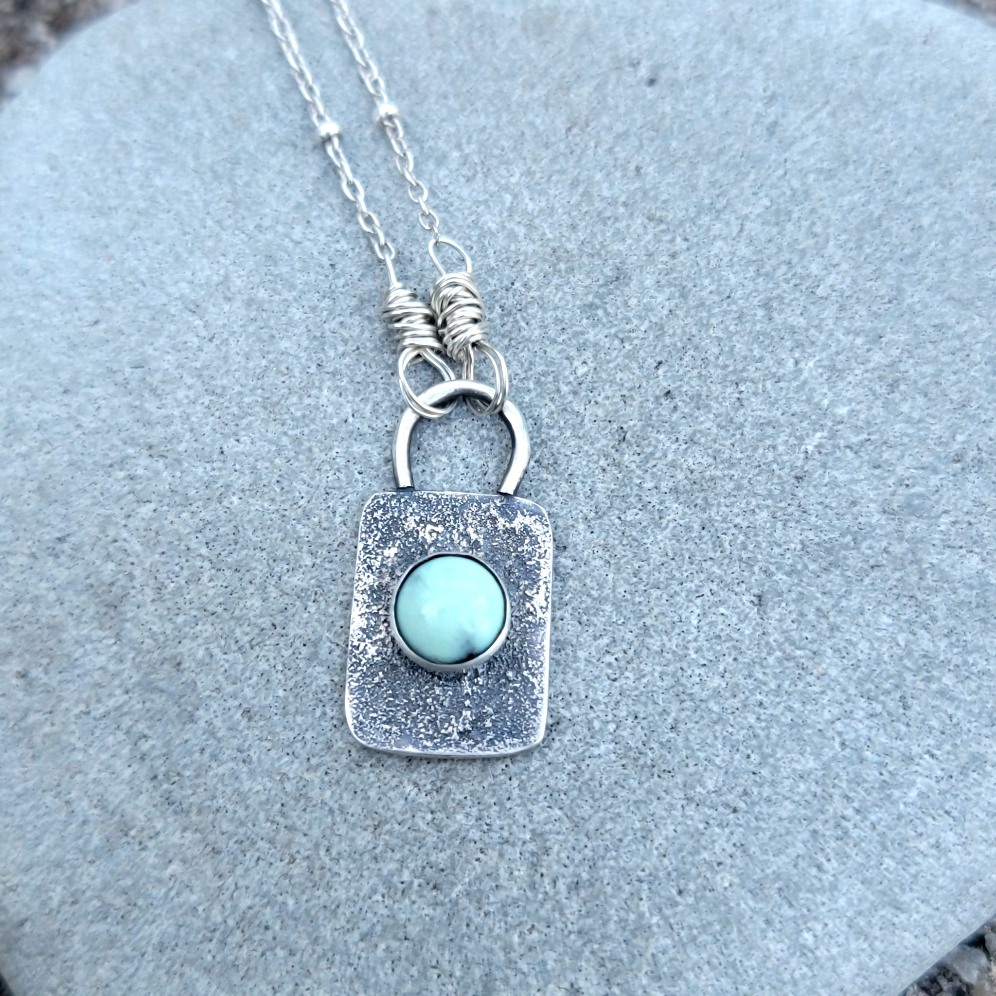 Tiny Turquoise Tag Necklace in Sterling Silver