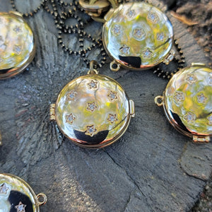 Victorian Locket ☆ Celestially-Inspired Brass & Zircon Pendant