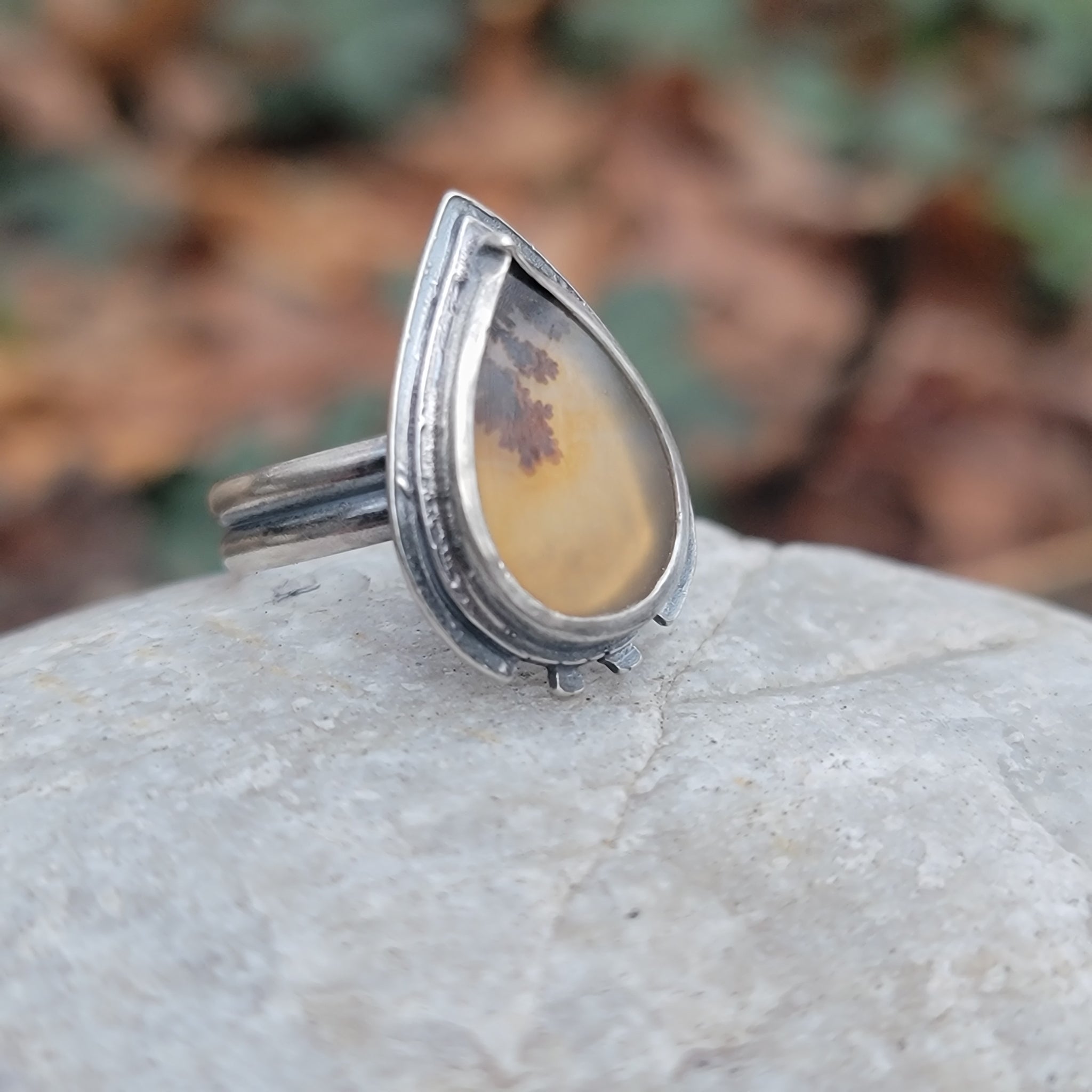 Dendritic Agate Gemstone Ring Collection in Sterling Silver