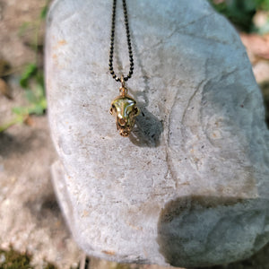 Bronze Cat Skull Pendant