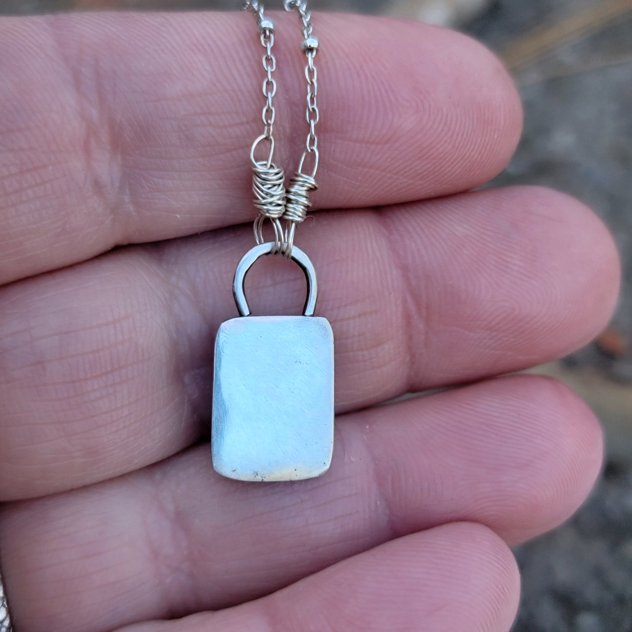 Tiny Turquoise Tag Necklace in Sterling Silver