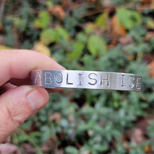 Abolish Ice Handstamped Aluminum Cuff Bracelet