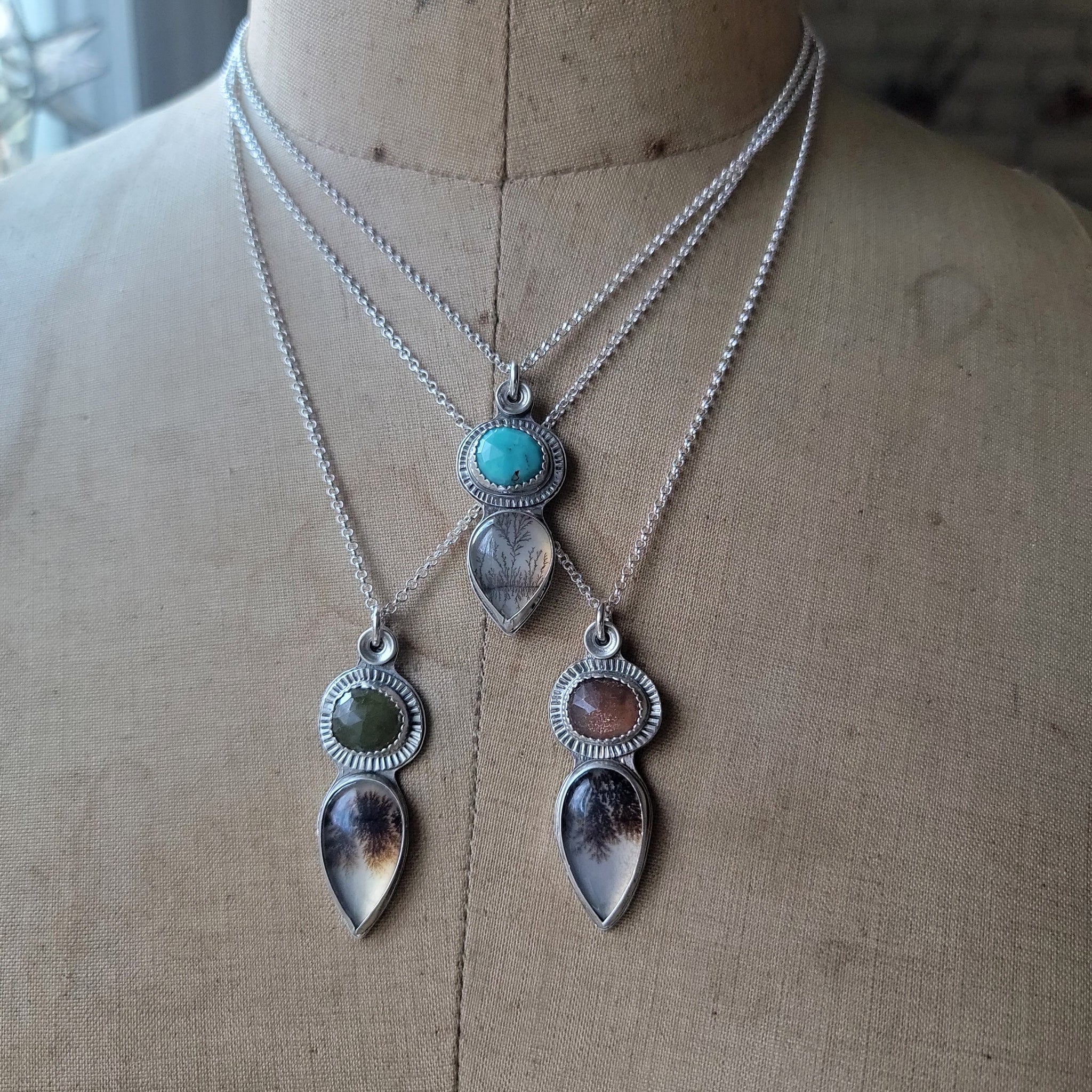 Part 2: Dendritic Agate Pendant Collection in Sterling Silver