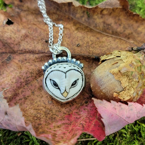 Barn Owl Pendants in Sterling Silver