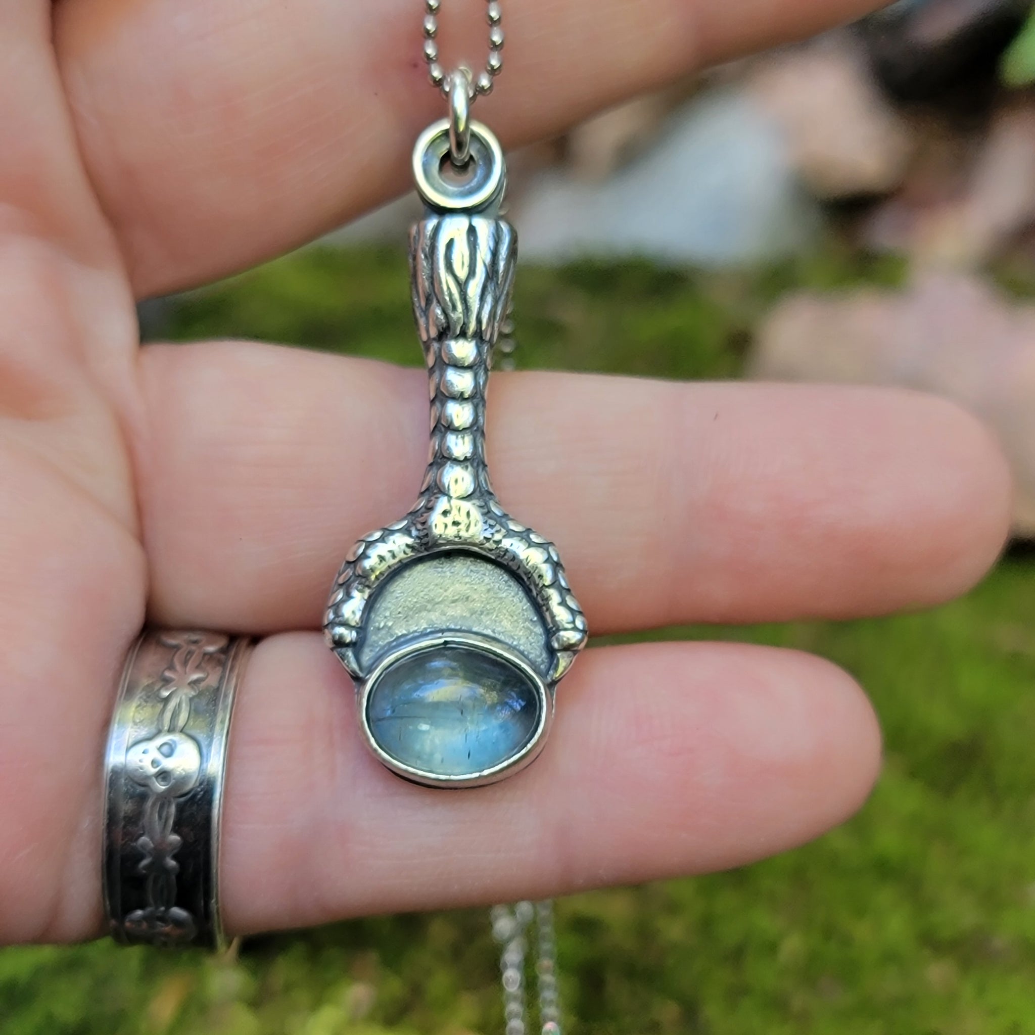 Griffin Claw Pendant with Kyanite in Sterling Silver